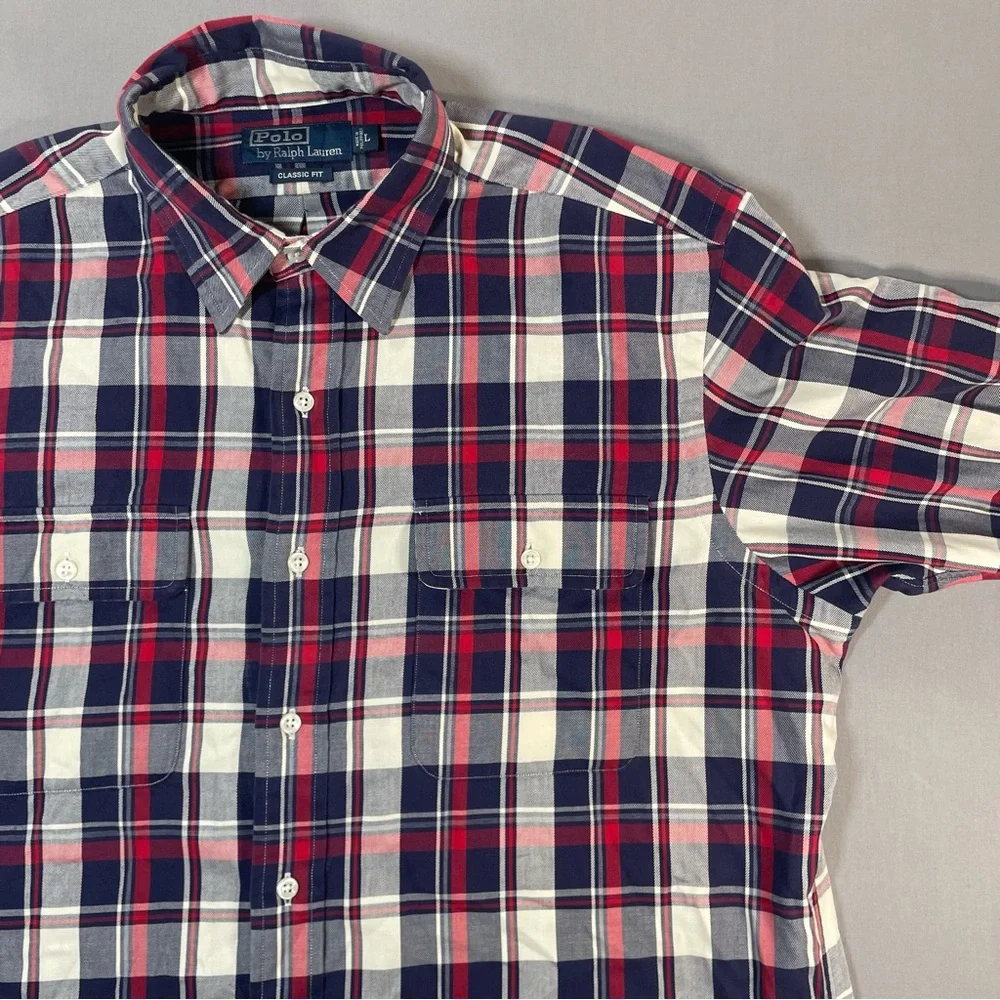 Polo Ralph Lauren VINTAGE Classic Fit Plaid Button Down Shirt - Mens Large
